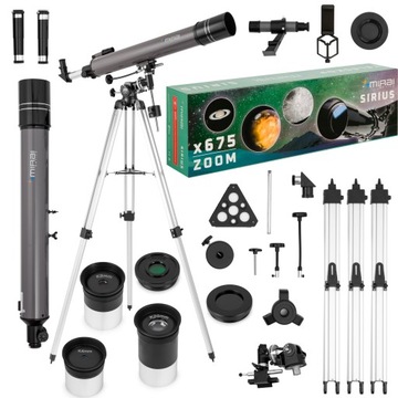 TELESKOP ASTRONOMICZNY MIRAI OPTICS SIRIUS F90080 EQ1 ADAPTER DO SMARTFONA