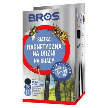 1X SIATKA NA DRZWI BALKONOWE BROS 100x220cm Czarna MOSKIETERA MAGNETYCZNA