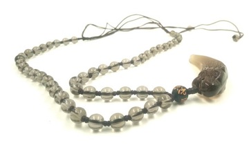 Ожерелье-кулон из обсидиана, клык, волчий зуб, амулет, подарок на день мальчика