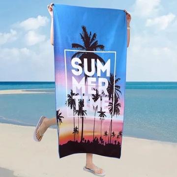 Dwustronny aksamitny ręcznik plażowy z mikrofibry szybkoschnący rę