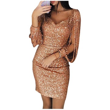 ELEGANCKA SUKIENKA DAMSKA MINI Z CEKINAMI 4XL