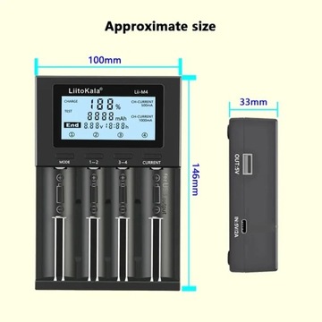 LiitoKala Lii-M4 18650 Интеллектуальное тестовое зарядное устройство с ЖК-дисплеем