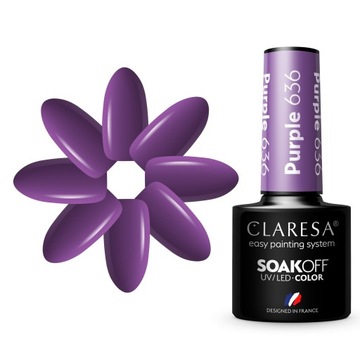 CLARESA FIOLET LAKIER HYBRYDOWY 5ml PURPLE 636
