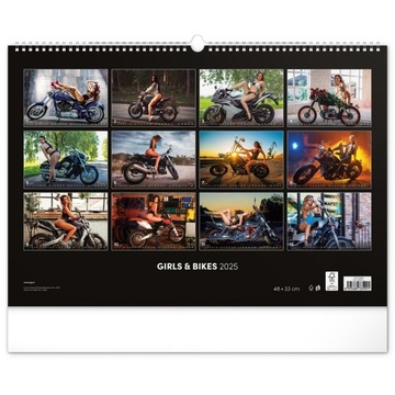 Kalendarz ścienny Girls & Bikes 2025, 48 × 33 cm