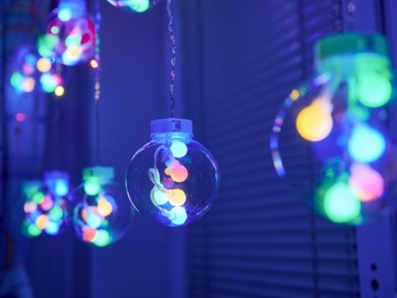 LAMPKI LED DEKORACJA ŚWIĄTECZNA KOLOROWE KULE Z PILOTEM 3M LED MULTIKOLOR