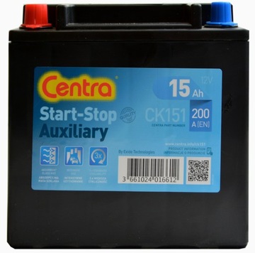 CENTRA START-STOP AUX AGM CK151 12V 15Ah 200A