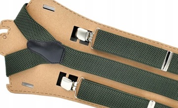 Однотонные мужские подтяжки бутылочно-зеленого цвета