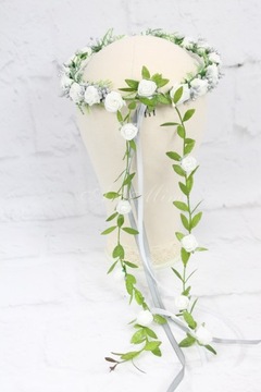 Нежный венок для причастия, РОЗОВЫЙ ПОРОШОК, папоротник, ЖЕМЧУГ