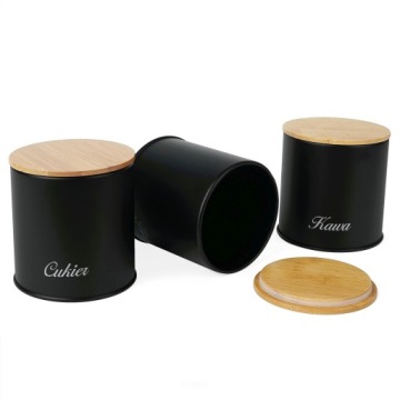 НАБОР ХЛЕБНОЙ БАНКОВКИ, черный бамбук, 3 КОНТЕЙНЕРА С КРЫШКОЙ, кофе, чай, сахар