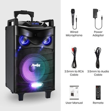 ПОРТАТИВНЫЙ ДИНАМИК BLUETOOTH ДЛЯ ПОДСВЕТКИ КАРАОКЕ