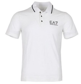 EMPORIO ARMANI Białe Męskie Klasyczne Polo Polówka White Men Polo EA7 _ XXL