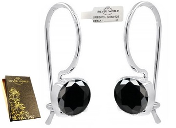 KOLCZYKI SREBRNE 925 WISZĄCE . CZARNE Cyrkonie SWAROVSKI SREBRO 925