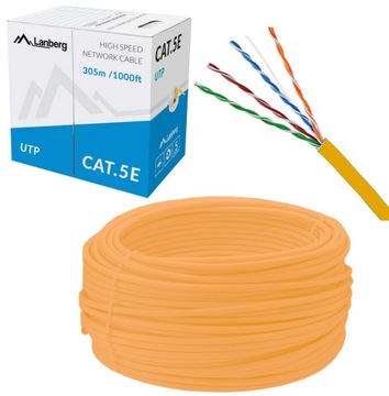 KABEL SIECIOWY UTP KAT 5E 305m SKRĘTKA POMARAŃCZ