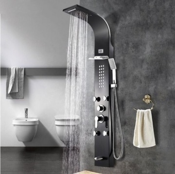 Душевой набор PRESTIGE, панель с гидромассажем и тропическим душем BLACK