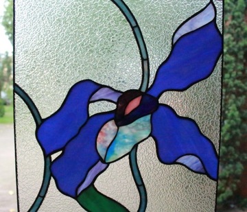 Современный синий витраж орхидея Тиффани
