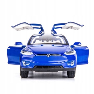 Model Samochód TESLA X METALOWY LED ZABAWKA 1:22 Światła Dźwięki