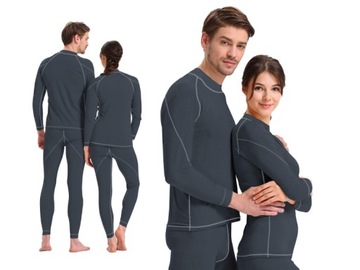 Bielizna Sportowa Termiczna Komplet z WEŁNY MERYNOSA C+ XXL granat