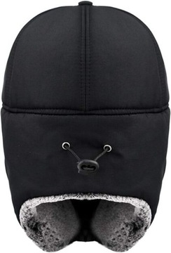 CIEPŁA CZAPKA ZIMOWA MĘSKA Z DASZKIEM NAUSZNI