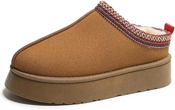 ZIMOWE BUTY WSUWANE PAPCIE GRUBA PODESZWA ŚNIEGOWCE KAPCIE ZAMSZOWE