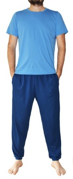 Пижама мужская хлопковая Длинные брюки, комплект футболки, удобная, классическая, L
