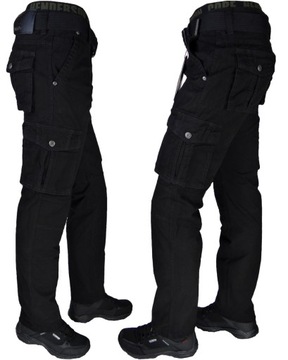 ЧЕРНЫЕ Брюки-карго стрейч с поясом Различные размеры 34 IT/Th часть