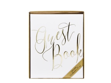 СВАДЕБНАЯ ГОСТЕВАЯ КНИГА, белый, золото надпись GUEST BOOK, 22 страницы