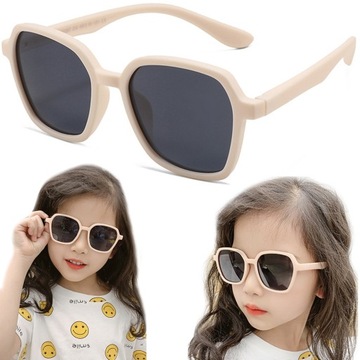 Okulary dla Dzieci Przeciwsłoneczne Ochronne UV400 Klasyczne Beżowe