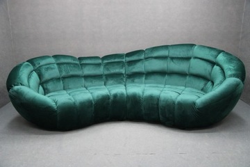 SOFA Półokrągła Kanapa Owalna Zielona RETRO SASSY Zieleń DUŻA Pikowana BGM