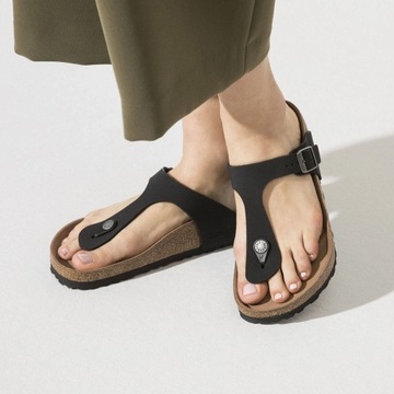 Japonki damskie Birkenstock Gizeh BIRKO FLOR PROFILOWANE NA PLAŻĘ VEGAŃSKIE