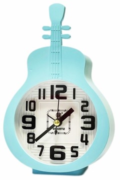 BUDZIK ZEGAR DLA DZIECI GITARA WIOLONCZELA PASTELOWY NIEBIESKI