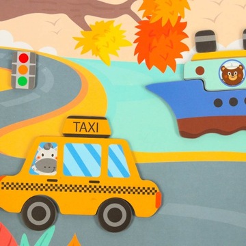 МАГНИТНАЯ КНИГА-ПАЗЛ С МАГНИТНЫМИ СРЕДСТВАМИ ТРАНСПОРТА