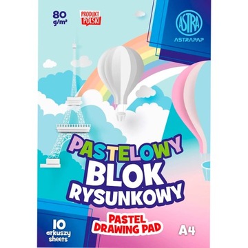 Blok rysunkowy Astra 10 kartek pastelowych, A4