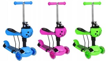 Трёхколесный балансировочный самокат BIEDRONKA ДЕТСКИЙ 3в1 LED РОЗОВЫЙ