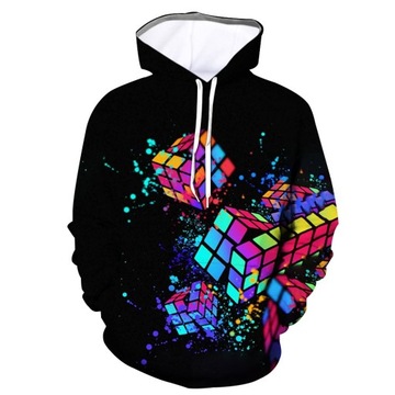 BLUZA DZIECIĘCA 3D Z KAPTUREM KOSTKA RUBIKA - S