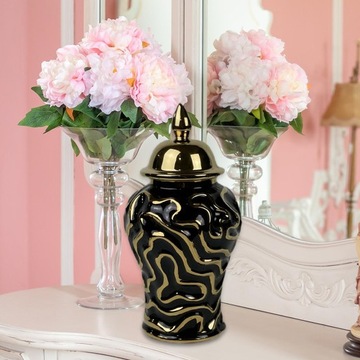 Фарфоровая банка для имбиря с крышкой Настольные предметы, черный,