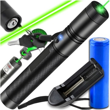 LASER ULTRA MOCNY WSKAŹNIK LASEROWY ZIELONY POINTER DALEKI ZASIĘG AKU 4w1