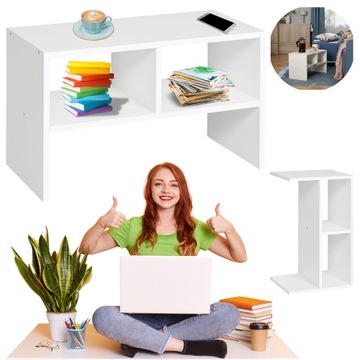 STOLIK KAWOWY BIAŁY KWADRATOWY STOLICZEK POMOCNICZY NOCNY IKEA ŁAWA 2w1