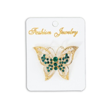 Broszka ozdobna motyl 4cm złoty zielony ZB-276