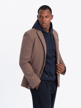 Мужская повседневная куртка на пуговицах светло-коричневого цвета V2 OM-BLZB-0118 L