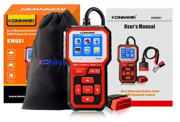 KONNWEI KW681 ТЕСТЕР АККУМУЛЯТОРА 2в1 OBDII ДИАГНОСТИКА