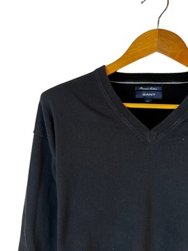 Sweter w serek Gant czarny logo 3XL