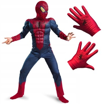 STRÓJ KOSTIUM SPIDERMAN Z MIĘŚNIAMI SOFT RĘKAWICZKI 116/122 (M) balovelove