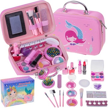 ZESTAW KOSMETYKÓW DO MAKIJAŻU CIENIE I LAKIERY DO PAZNOKCI KUFEREK MAKE UP