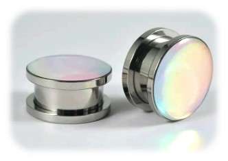Plug tunel stalowy odkręcany Opal ozdobny 6mm