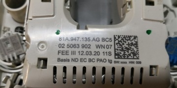 AUDI A1 II GB 82A LAMPA POLSTROVÁNÍ 81A947135AG