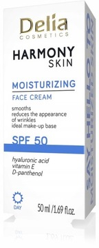 NOWOŚĆ! DELIA Nawilżający krem do twarzy z filtrem 50SPF HARMONY SKIN 50 ml