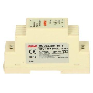 Импульсный источник питания DIN 5В 15Вт 3А DR-15-5 WAW