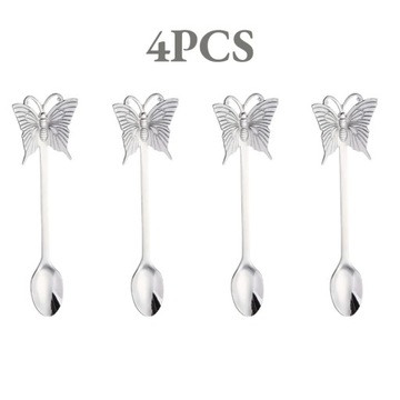 4PCS New Butterfly Tea-Spoon and fork Creative Bar Tableware Stainless