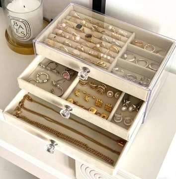 Szkatułka kuferek na biżuterię organizer pudełeczko futerał duży pojemny