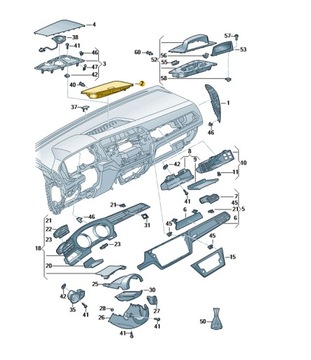 Półka schowek deski rozdzielczej VW Touran 2016 >>